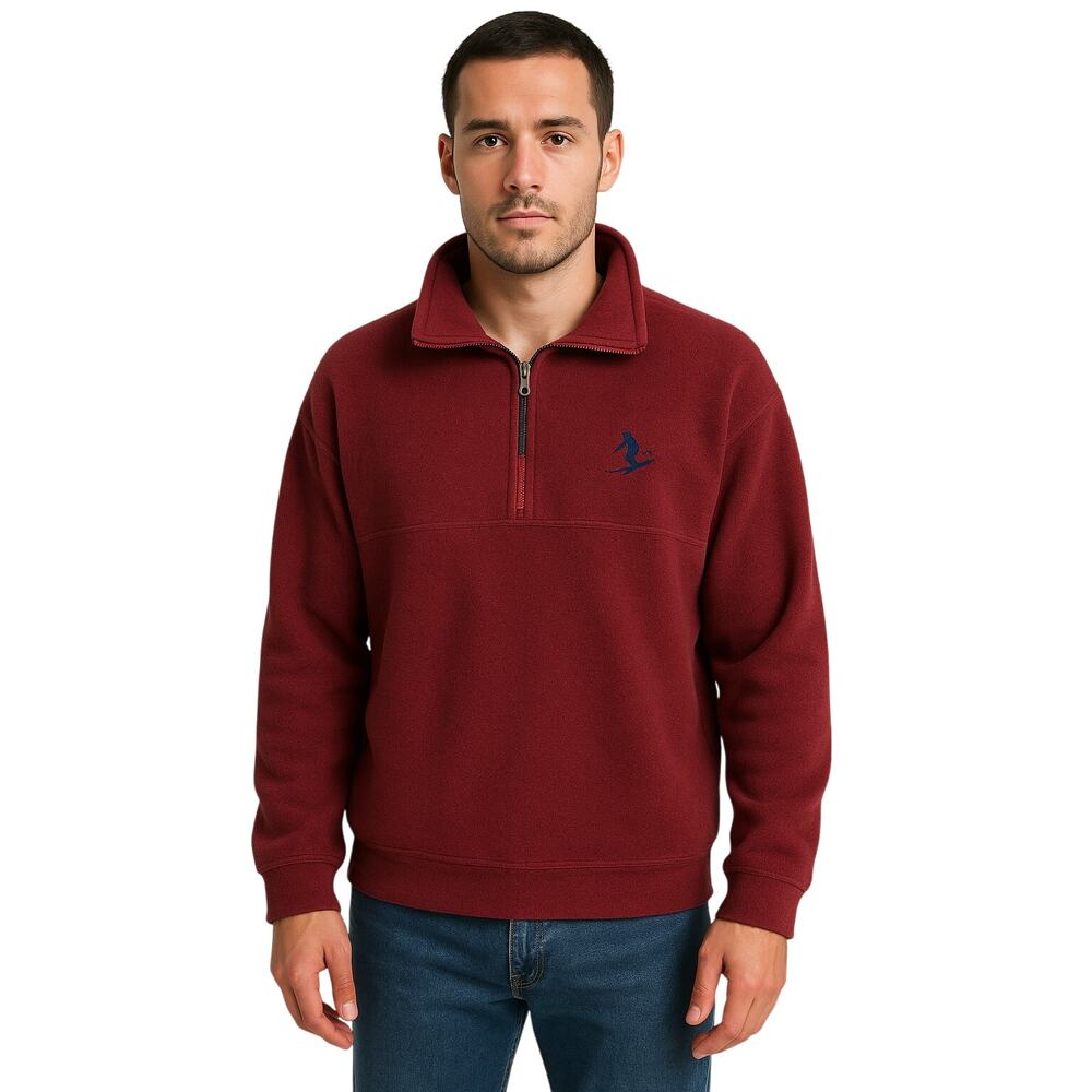 Vintage EMS Burgundy Fleece 1/2 Zip Pullover Sweater Men’s Medium Skier Logo
